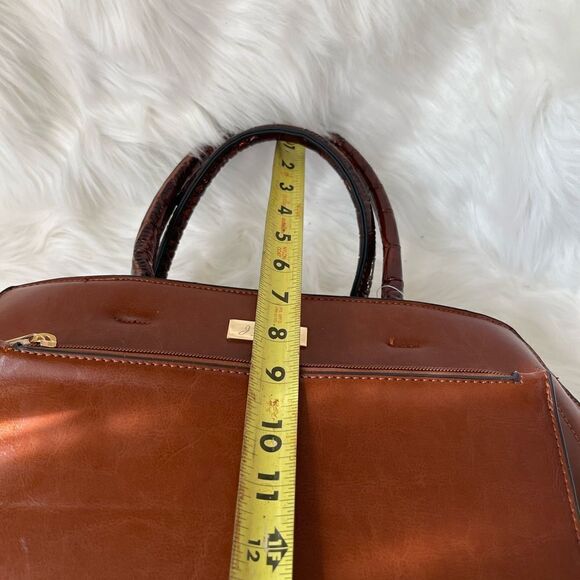 NWOT J Francis Brown satchel bag with crocs embossed print on sides & st… - Picture 9 of 16